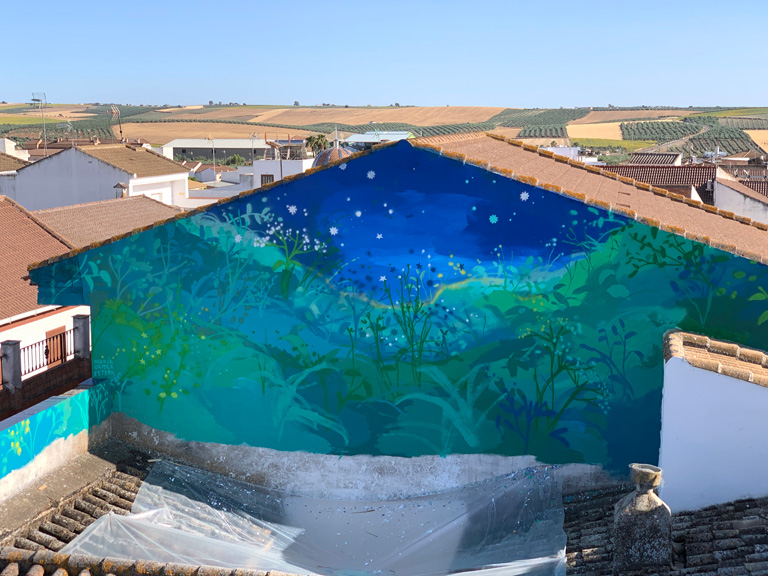 María Ortega Estepa. Mural Cósmica y Vegetal. Festival ArtSur
