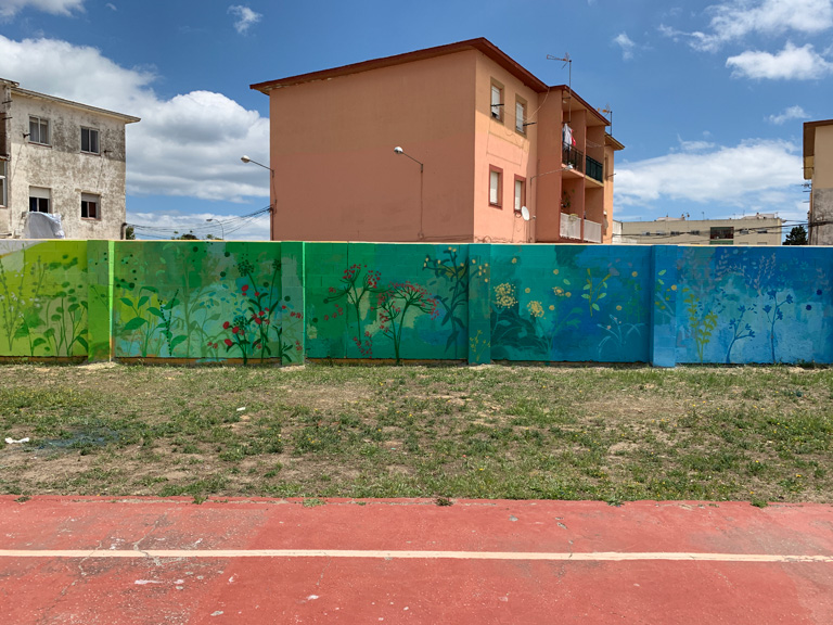 María Ortega Estepa. Mural "60 metros de amor". CEIP Carlos V. La Línea - Cádiz