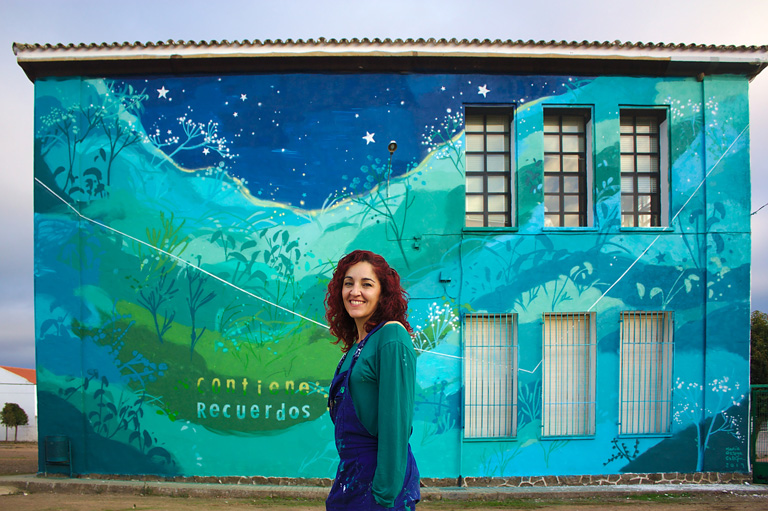María Ortega Estepa. Mural Contiene Recuerdos. Berlanga, Badajoz