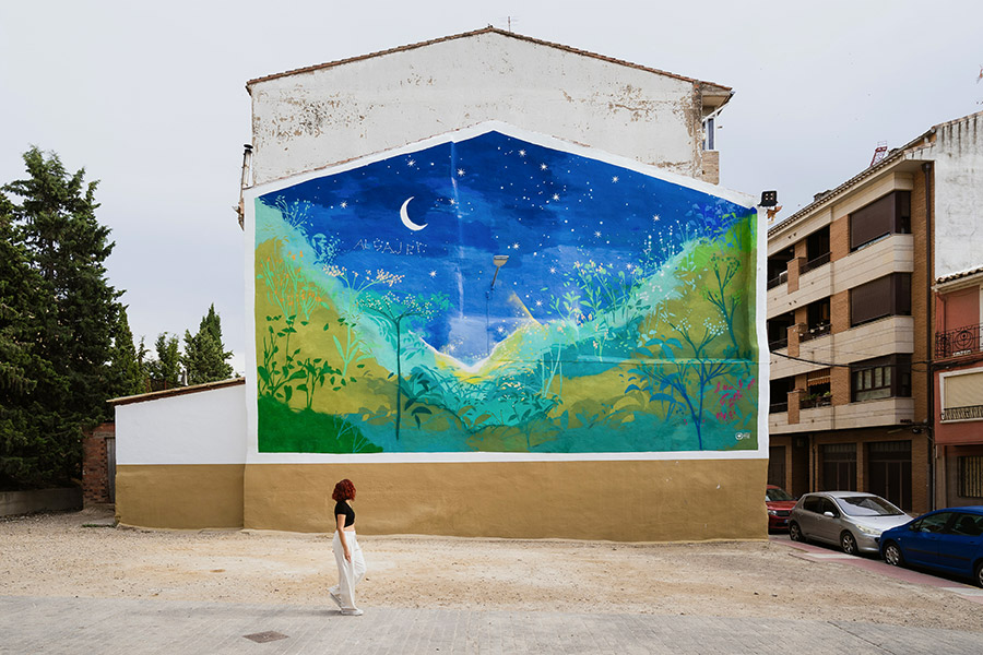 María Ortega Estepa. Intervención Mural en Grafitarras, encuentros de arte comunitario en Azagra (Navarra)