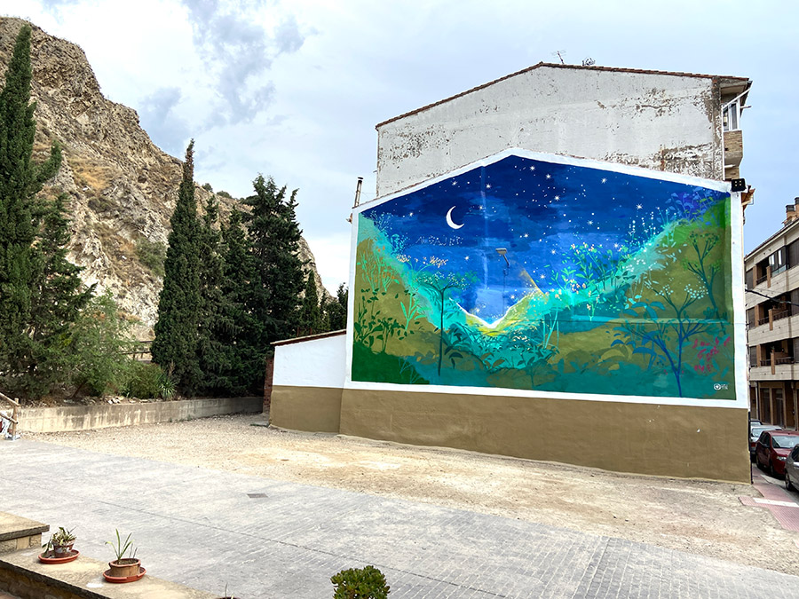 María Ortega Estepa. Intervención Mural en Grafitarras, encuentros de arte comunitario en Azagra (Navarra)