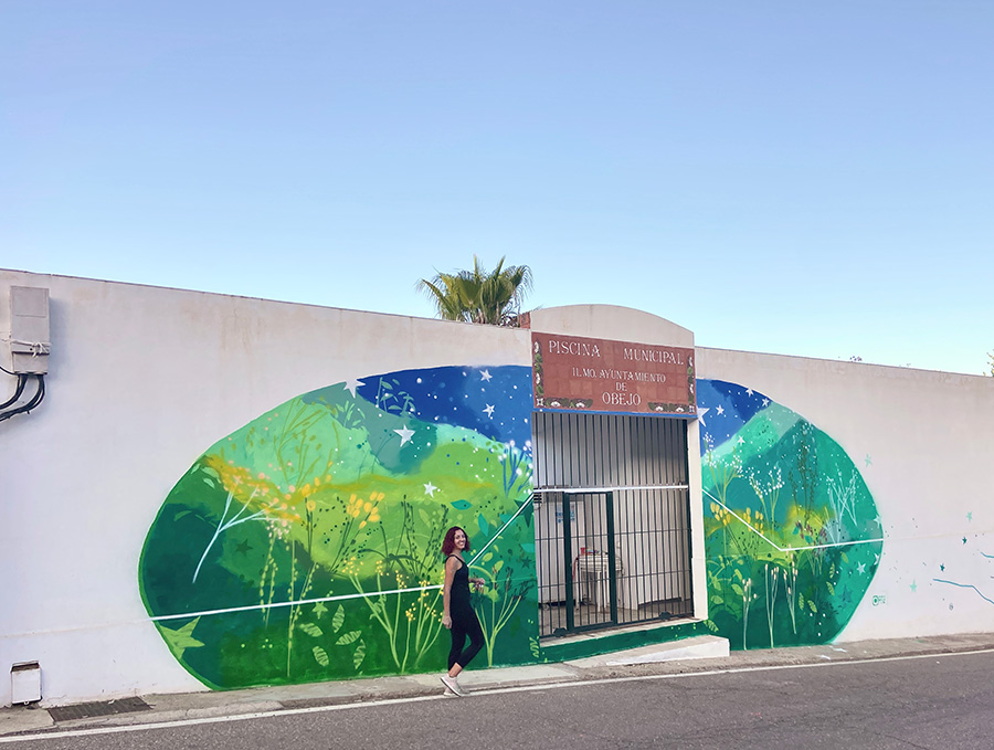 María Ortega Estepa. Intervención Mural en el Festival de Cultura Participativa MARCO. Obejo, Córdoba
