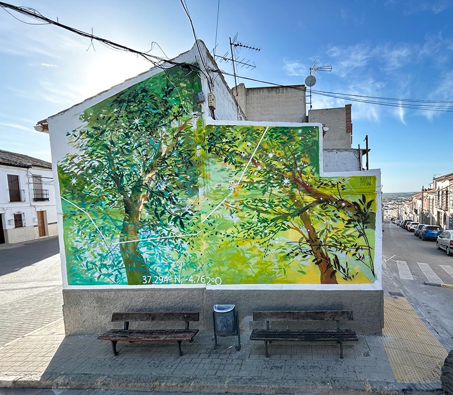 Mural de María Ortega Estepa en ARCAS, encuentro de arte urbano en la localidad de Casariche (Sevilla)